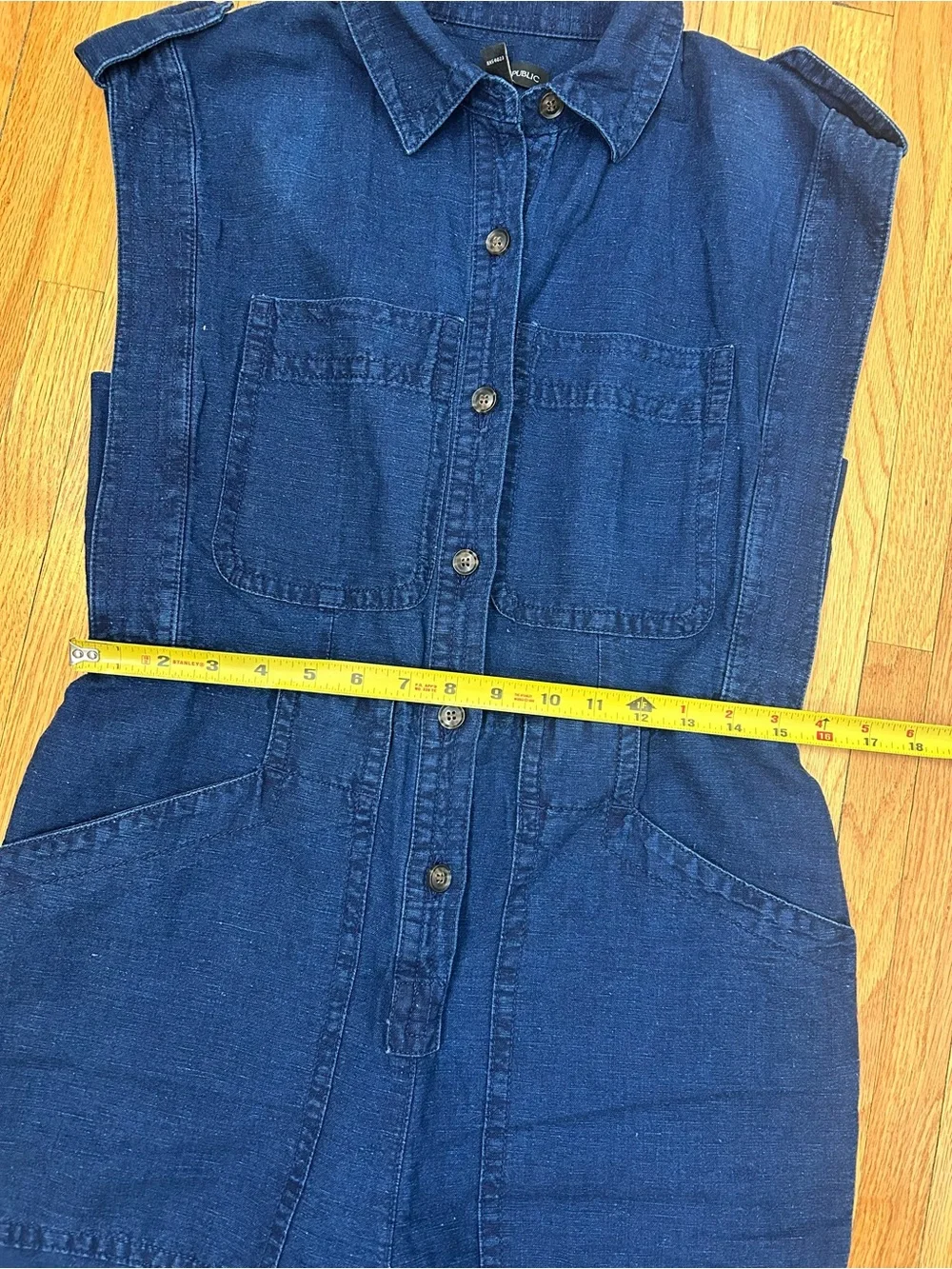 Banana Republic Sleeveless Dark Indigo Denim Jumpsuit No Belt
